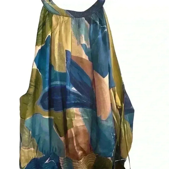 Nicole Miller Women's Sleeveless Halter Maxi Dress M Multicolor Formal - Picture 8 of 13